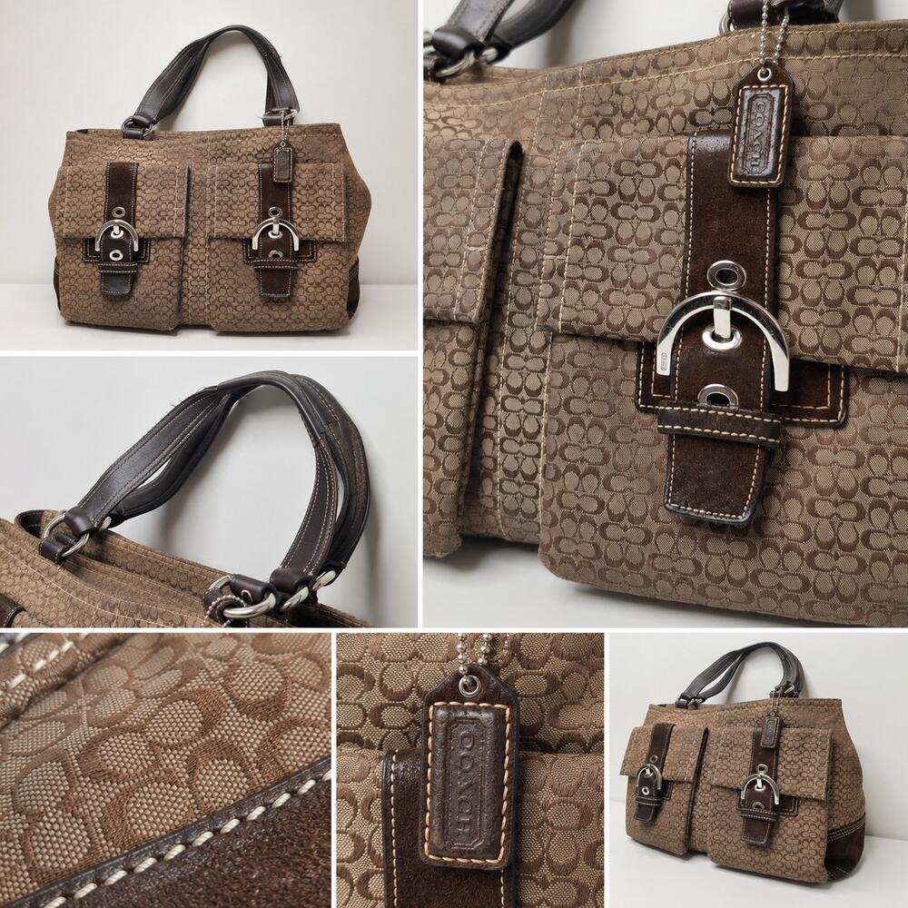 Coach Large Expandable Soho Purse - Brown Signature Textile Jacquard - Picture 3 of 11